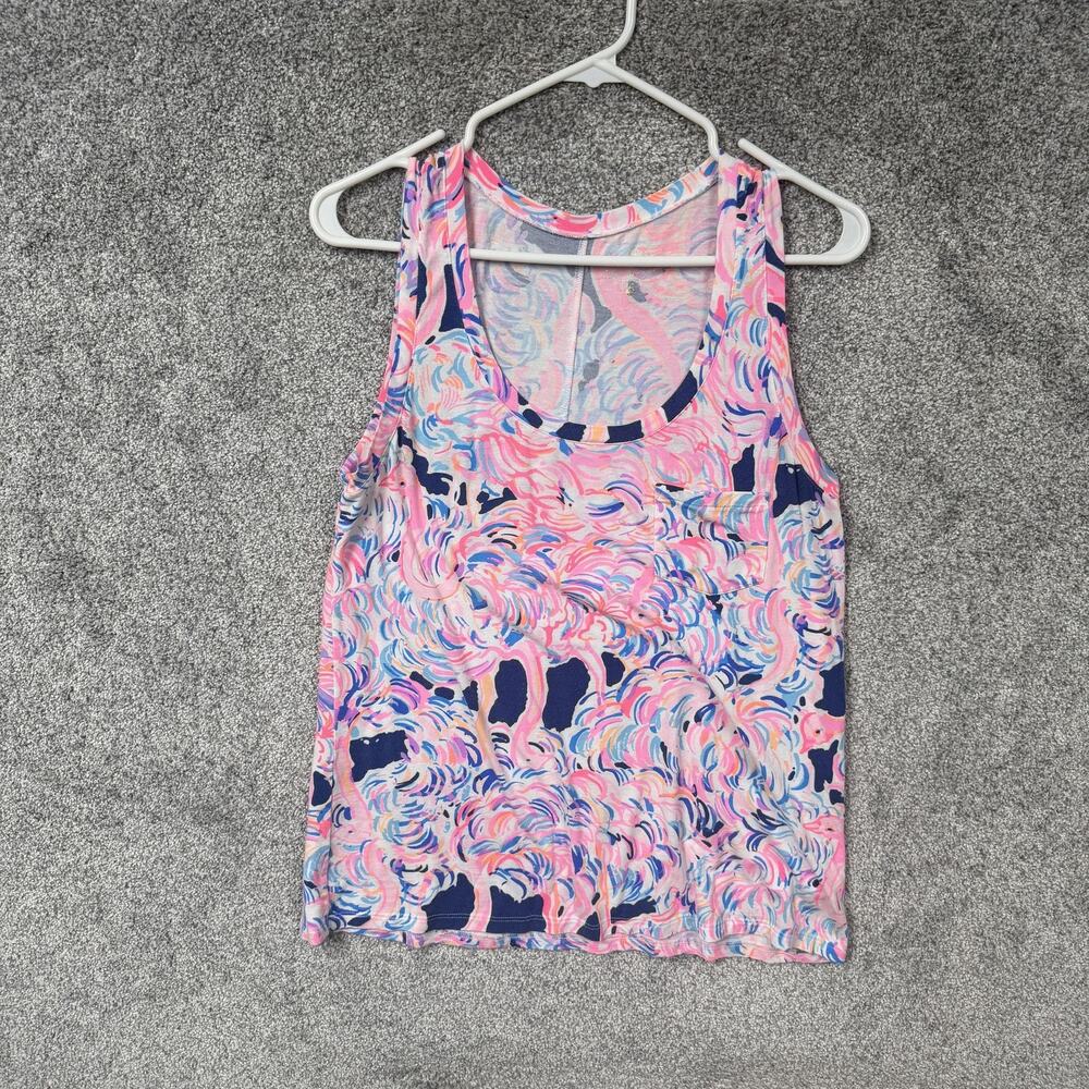 Lilly Pulitzer Tank Top S Flamingo Tropical Resort Coastal Preppy Palm Beach